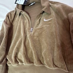 Nike Corduroy Rib Quarter Zip Crop Pullover 🤎🐻🫶🏼